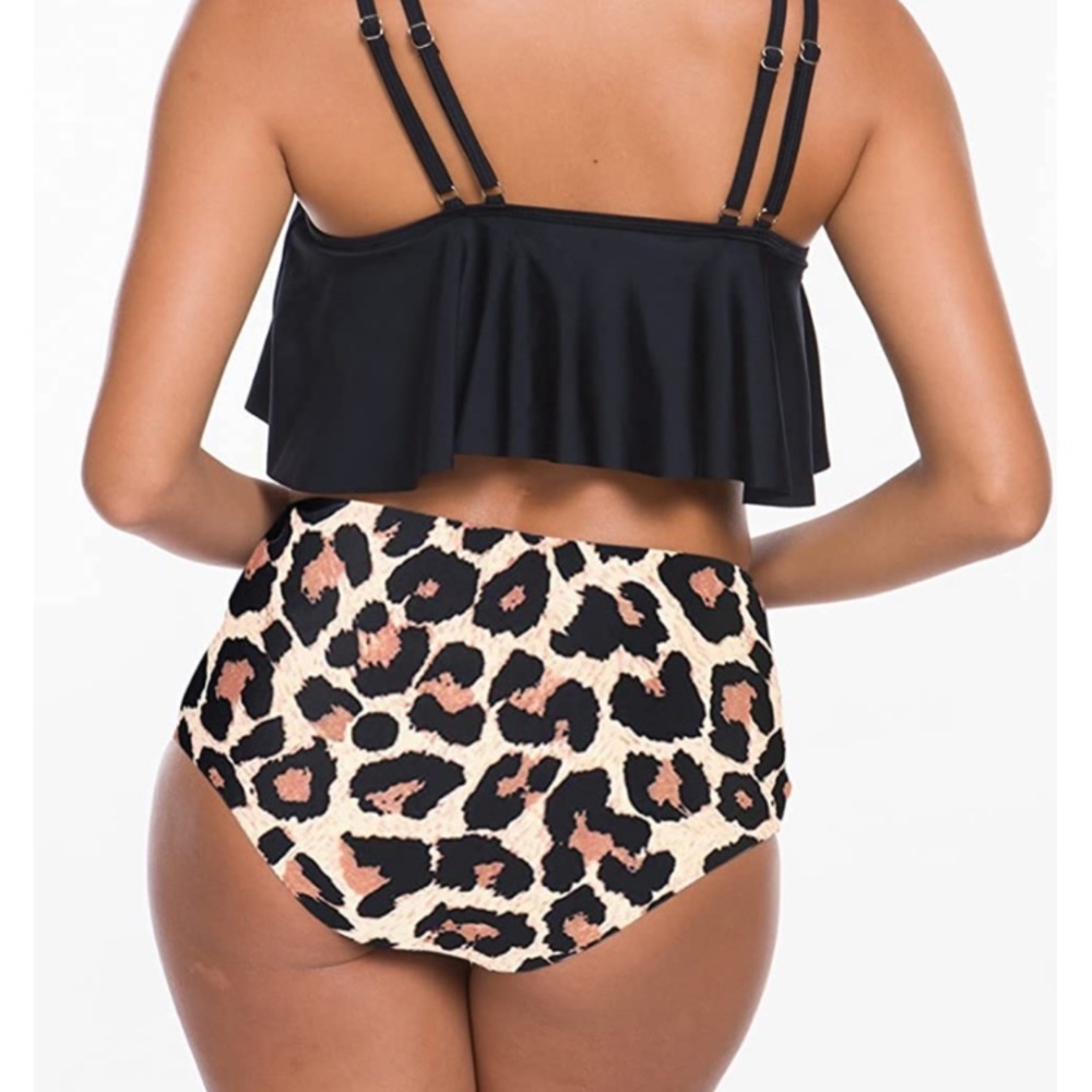 SouqFone Ruffled Flounce Top with High Waisted Bottom Bikini Set Size: XXL * - Picture 4 of 15